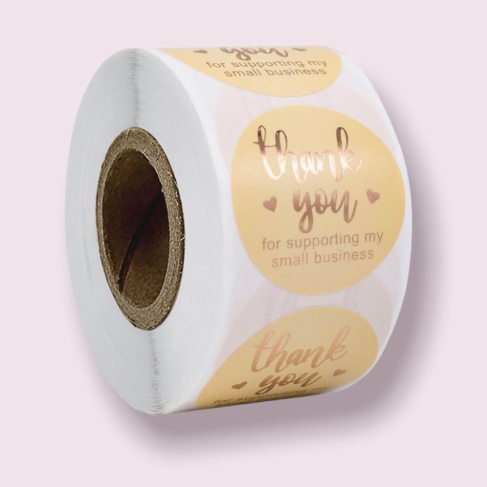 500 1.5” Thank You for Supporting My Small Business Stickers on Roll